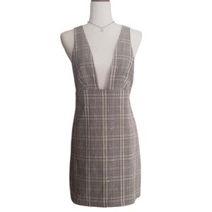 2/$30 Zara - Plaid Sleeveless Jumper Dress w/ Plunge Neckline
